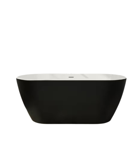 Minimalist 59 in. Acrylic Freestanding Flatbottom Bathtub Seamless Soaking SPA Not Whirlpool Stand Alone Tub in Black