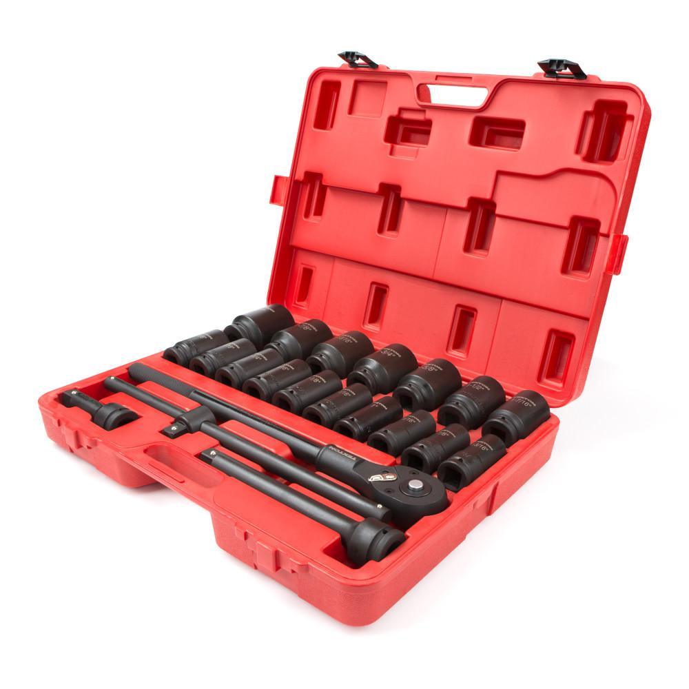 3/4 in. Drive 7/8-2 in. 6-Point Deep Impact Socket Set (22-Piece) - Super Arbor