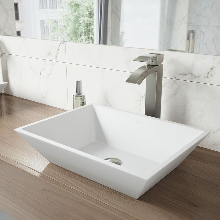 VIGO Vinca Matte Stone Vessel Bathroom Sink in White with Duris Vessel Faucet in Brushed Nickel