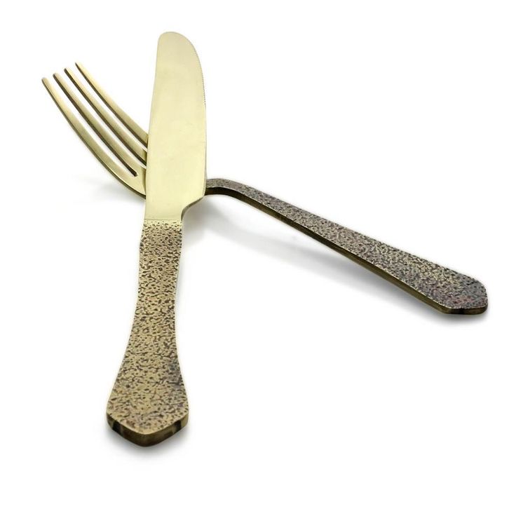 Zambezi 5-Piece Gold Hammer Texture Stainless Steel Flatware Set (Service for 1)