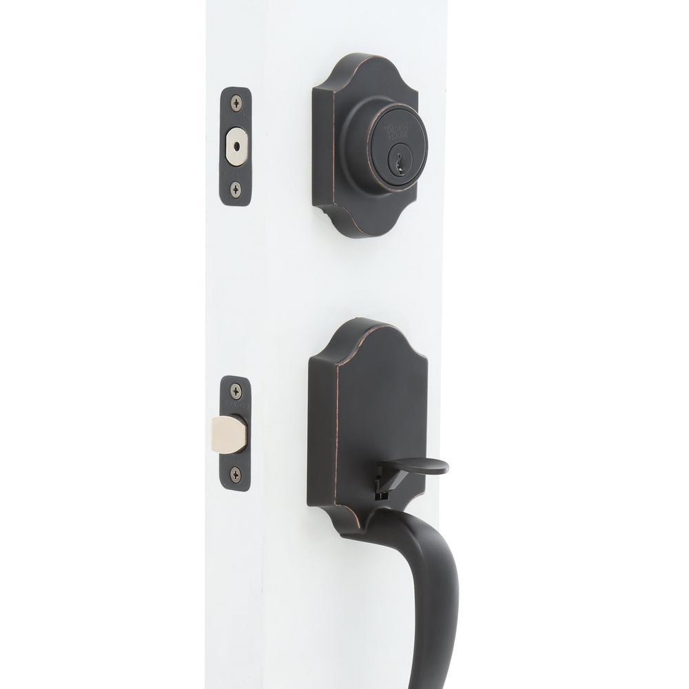 Sussex Oil-Rubbed Bronze Door Handleset with Springdale Lever Interior and Single Cylinder Deadbolt - Super Arbor