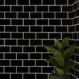 Subway Black 12 in. W x 12 in. H Peel and Stick Decorative Mosaic Wall Tile Backsplash (5 Tiles)
