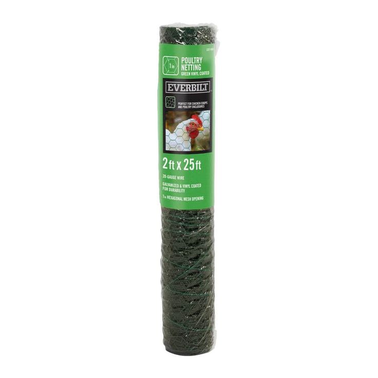 Everbilt 1 in. Mesh x 2 ft. x 25 ft. 20-Gauge Green PVC Coated Poultry Netting