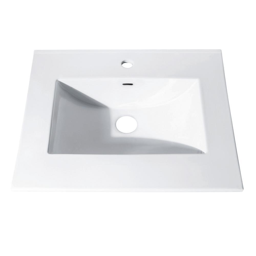 49 in. Vitreous China Vanity Top with Rectangular Bowl in White - Super Arbor