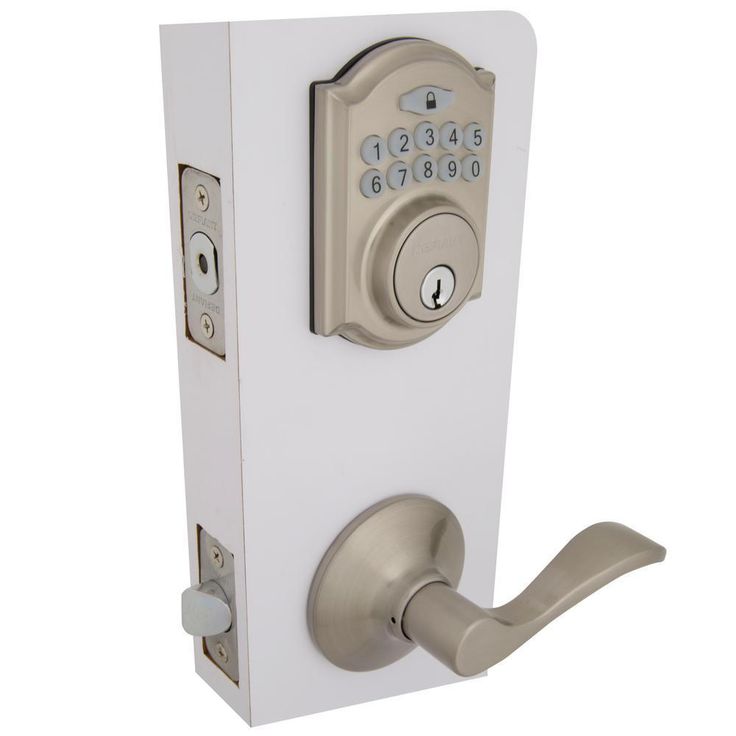 Castle Satin Nickel Electronic Single Cylinder Deadbolt with Naples Passage Lever Combo Pack