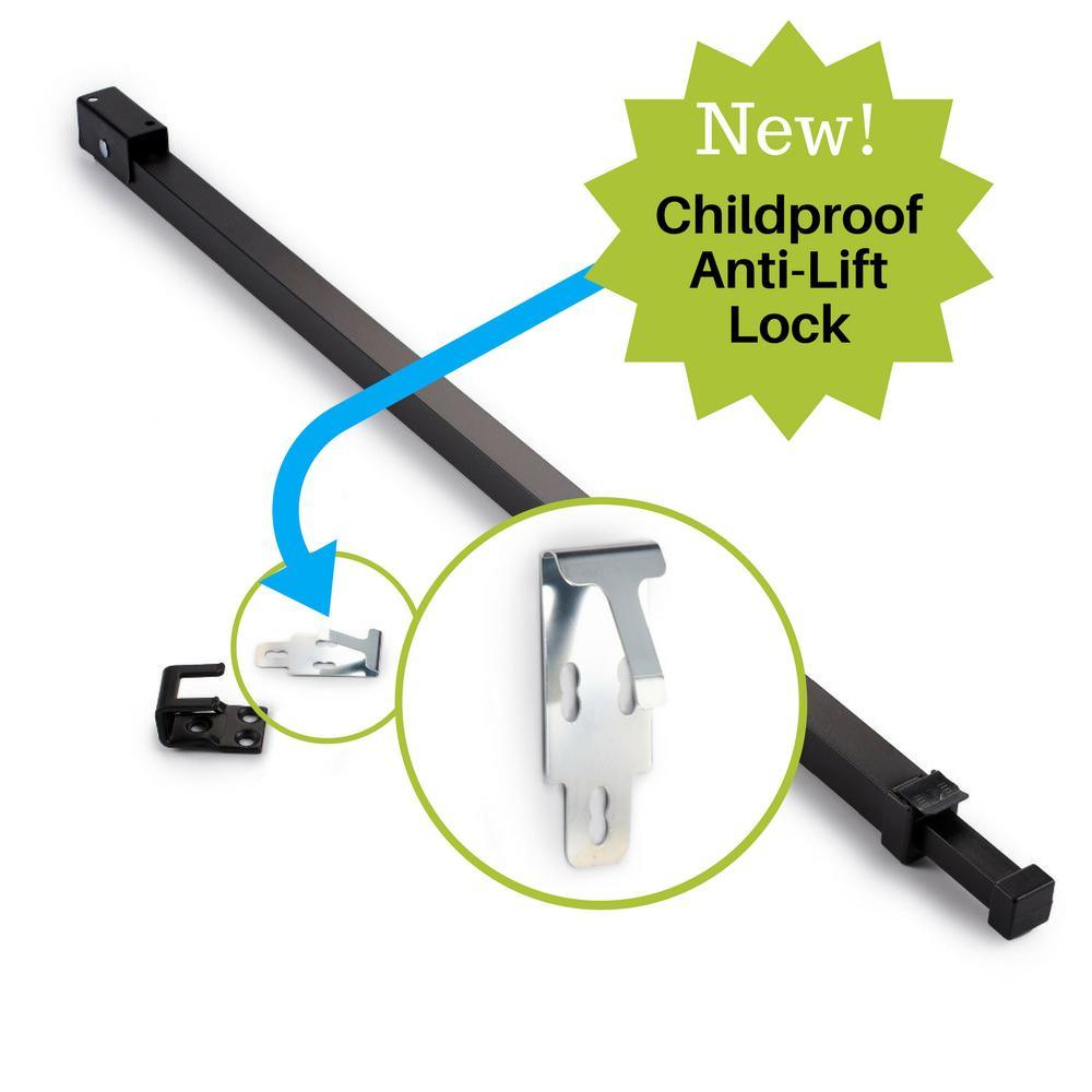 Patio Door Security Bar with Anti-Lift Lock (Black) - Super Arbor