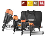 Pneumatic 21-Degree Framing and Finish Nail Gun Combo Kit with Canvas Bag and Fasteners (4-Piece) - Super Arbor
