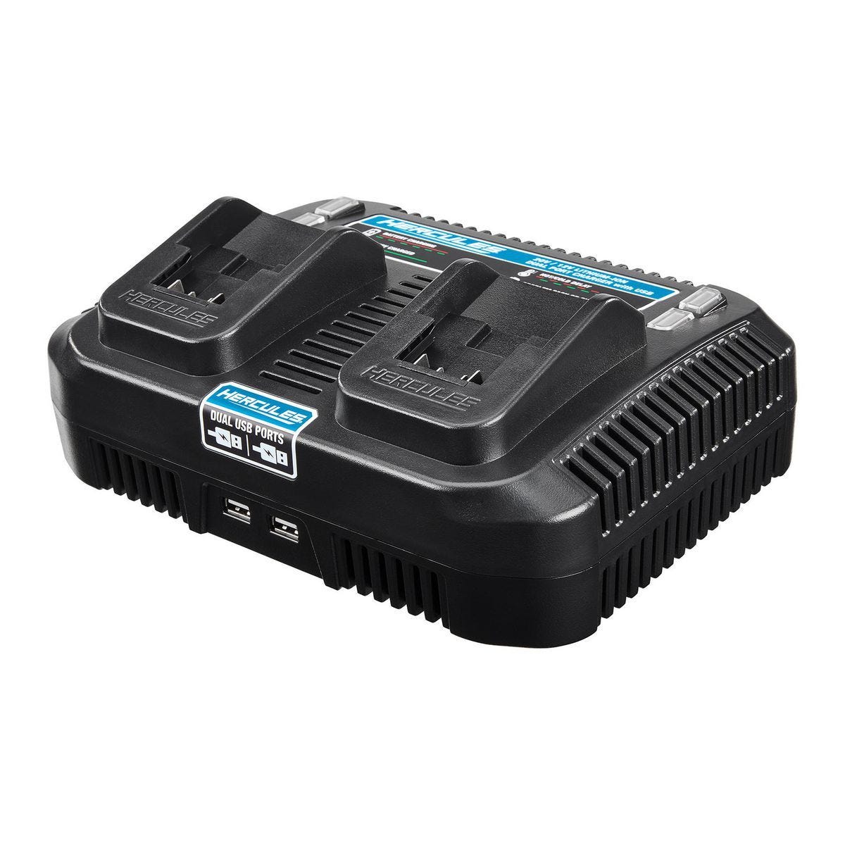 Hercules 20V/12V Lithium‑Ion Multi‑Voltage Dual‑Port Fast Charger with Dual USB