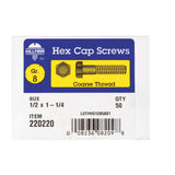 Hillman 1/2 in. Diameter x 1-1/4 in. Length Grade 8 Heat-Treated Steel Hex Head Cap Screws, Coarse Thread, 50-Pack