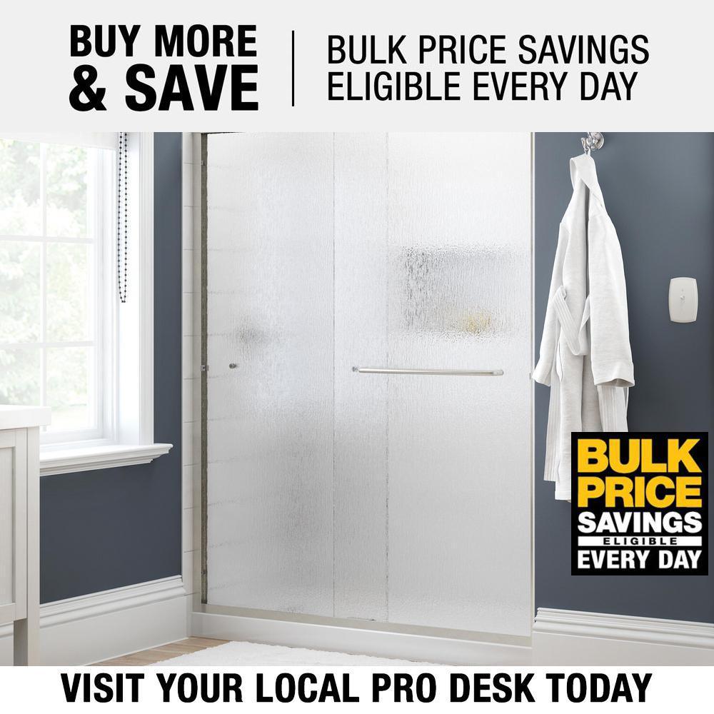 Simplicity 60 in. x 70 in. Semi-Frameless Traditional Sliding Shower Door in Nickel with Rain Glass - Super Arbor