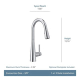 U by Moen Sleek Single-Handle Pull-Down Sprayer Smart Kitchen Faucet with Voice Control in Spot Resist Stainless