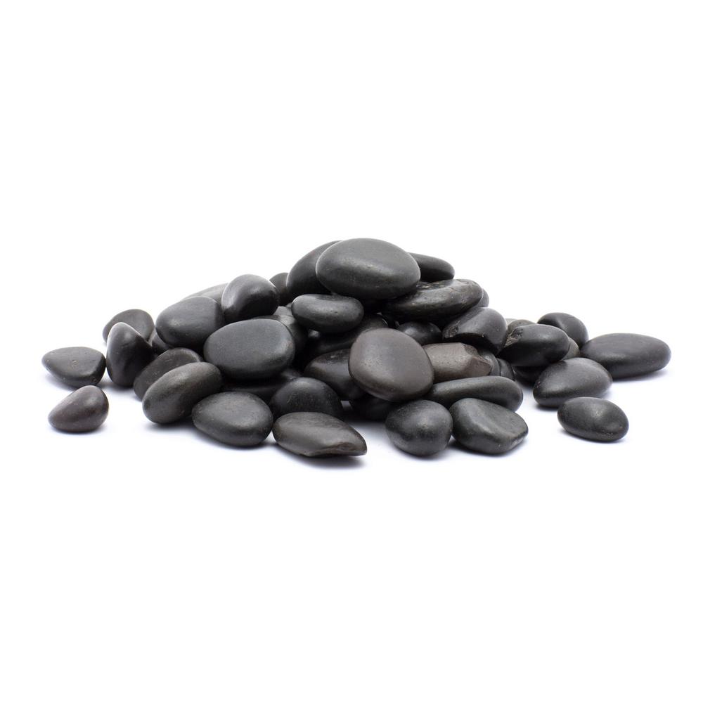 Rain Forest 20 lb. Grade A Black Polished Pebbles 1 in. to 2 in. - Super Arbor