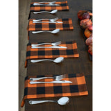 Farmhouse Living Fall Buffalo Check 20 in. W x 20 in. L Black/Orange Napkins (Set of 4)