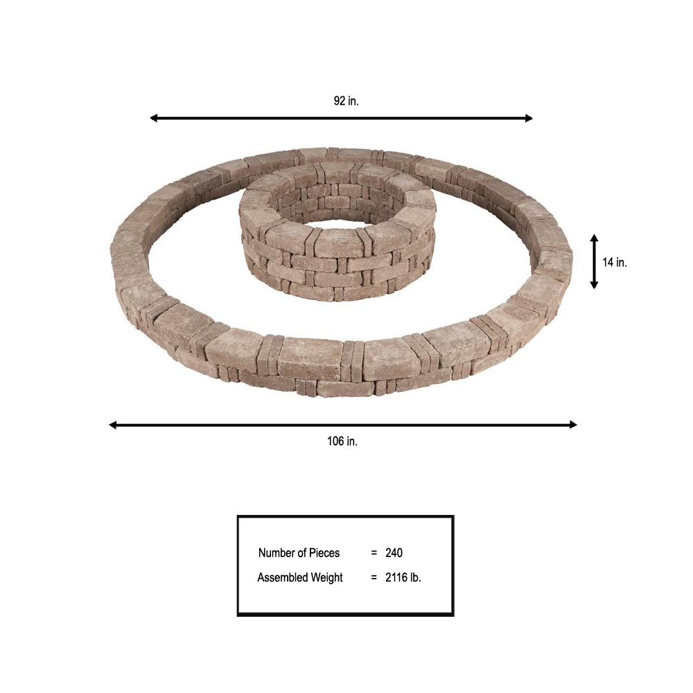 Pavestone RumbleStone 106 in x 14 in. Double Tree Ring Kit in Cafe - Super Arbor