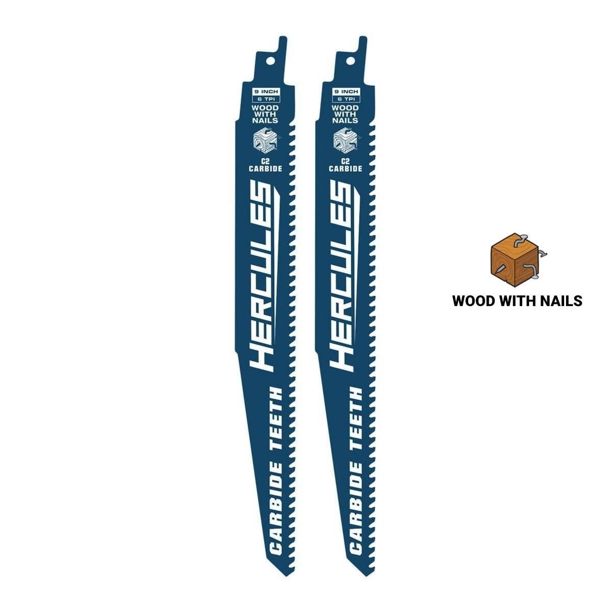 Hercules 9 in. Carbide Reciprocating Saw Blades, 2-Pack