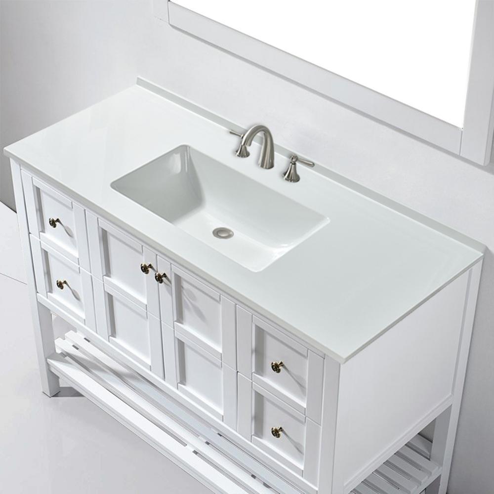 Ashinton 49 in. W x 22 in. D Single Basin Solid Surface Vanity Top in Solid White with Intergrated White Basin - Super Arbor