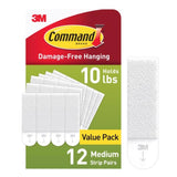3M Command White Medium Picture Hanging Strips, 12 Pairs (Value Pack)