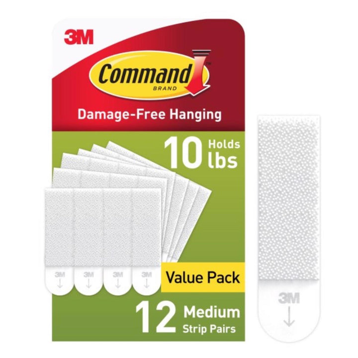 3M Command White Medium Picture Hanging Strips, 3 lb Capacity per Frame, 12 Pairs