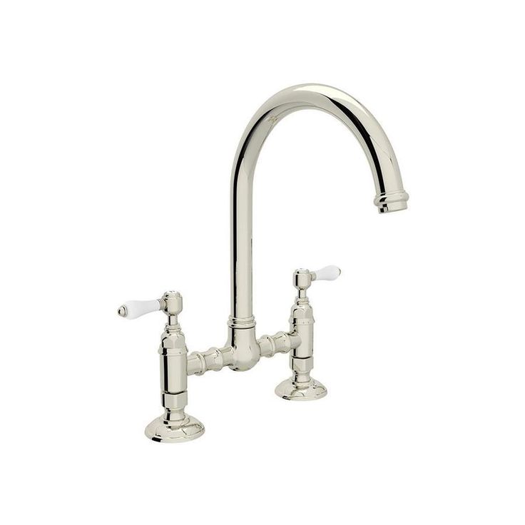 Rohl Country Kitchen Polished Nickel 2-Handle Deck-Mount Bridge Handle Kitchen Faucet