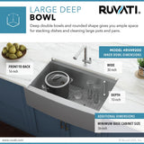 Apron-Front Stainless Steel 33 in. 16-Gauge Workstation Single Bowl Farmhouse Kitchen Sink - Super Arbor