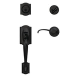 Custom Camelot Matte Black Single Cylinder Door Handleset with Whitney Door Lever and Alden Trim - Super Arbor