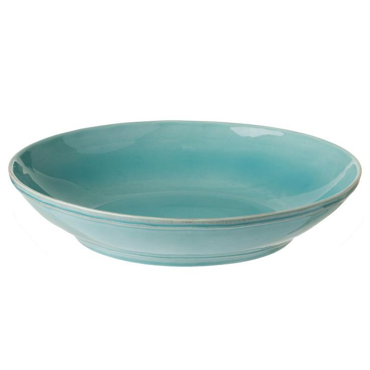 Fontana 13.5 in. 30 fl. oz. Turquoise Ceramic Stoneware Pasta Serving Bowl