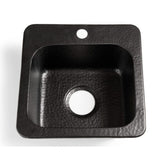 Monarch Hand Hammered Solid Surface Matte Black Baxter Drop-In 15 in. Single Bowl Kitchen Bar Prep Sink