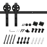 5 ft./60 in. Black Sliding Barn Door Track and Hardware Kit with Bigwheel J-Shape Hanger For Single Door - Super Arbor