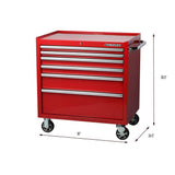 36 in. W 6-Drawer, Deep Tool Chest Cabinet in Gloss Red