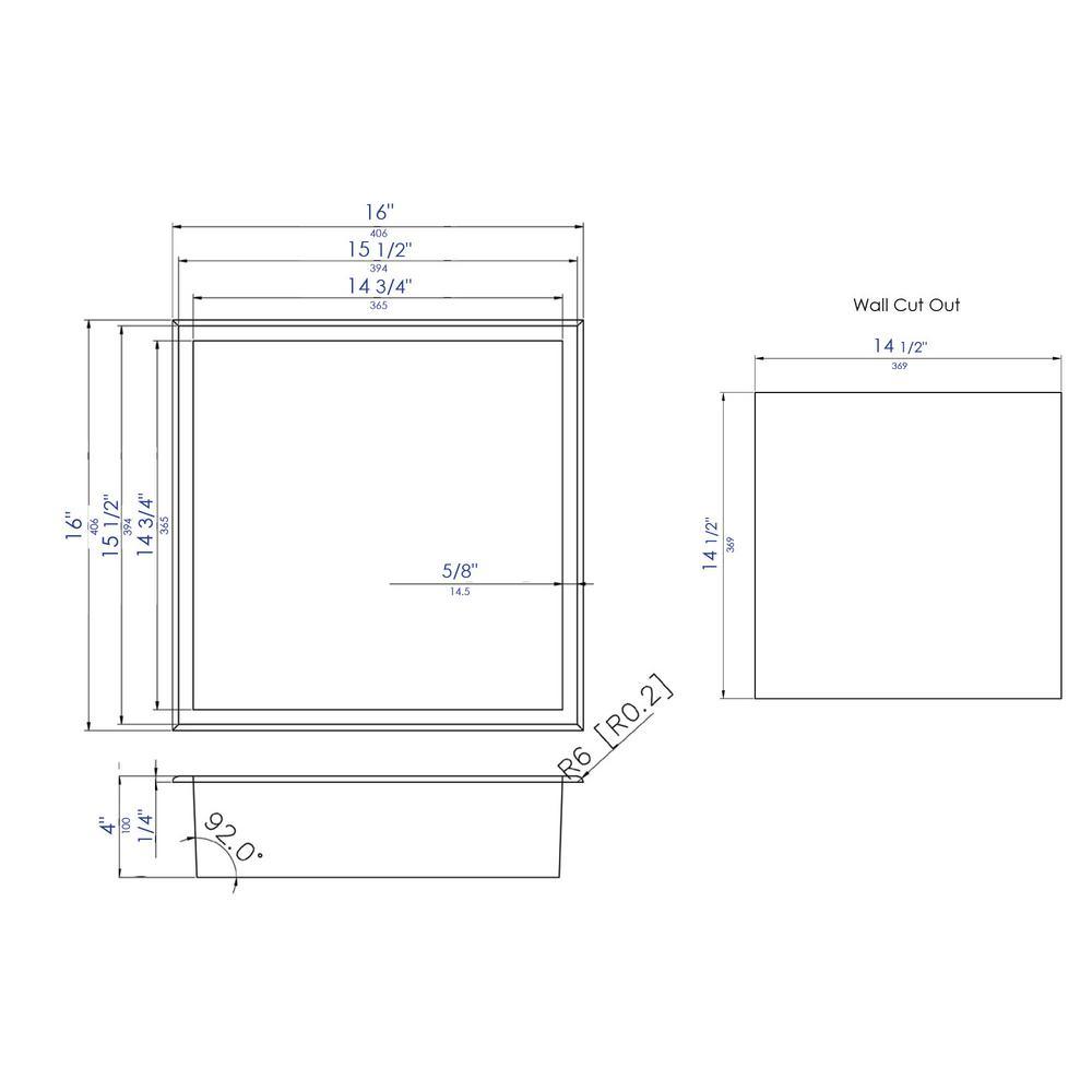 Matte Black 16 in. x 16 in. Stainless Steel Niche - Super Arbor