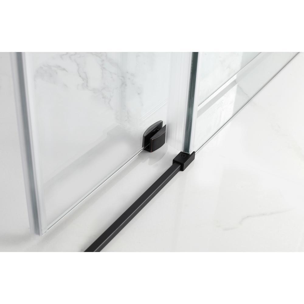 Kamaya 44 - 48 in. x 76 in. Completely Frameless Sliding Shower Door in Matte Black, Left Opening - Super Arbor