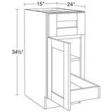Home Decorators Collection Washington Vesper White Plywood Shaker Assembled Base Kitchen Cabinet FH 1 ROT Sft Cls L 15 in W x 24 in D x 34.5 in H