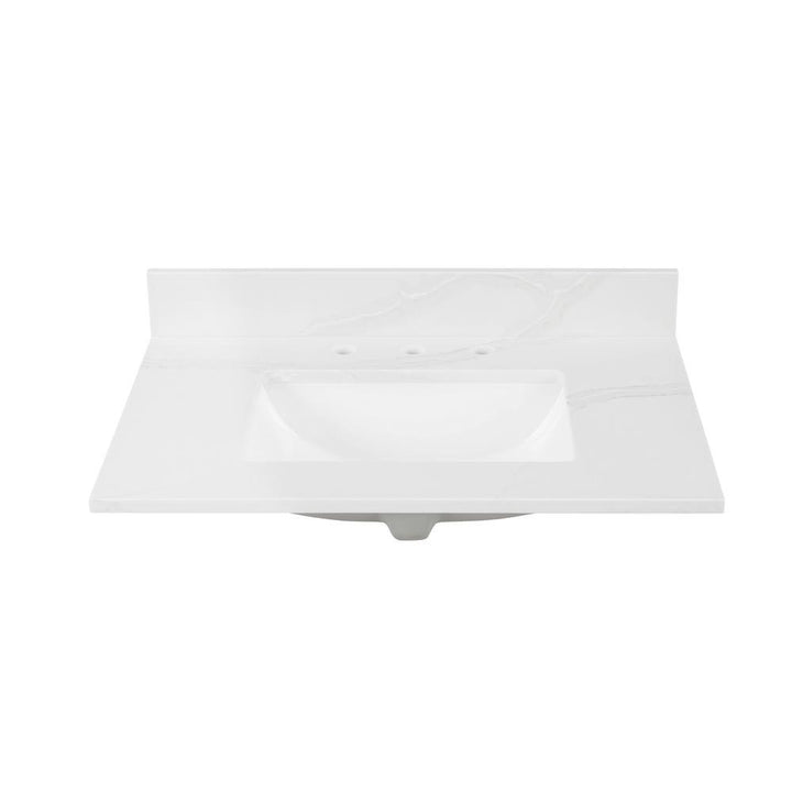 43 in. W x 22 in. D x 0.75 in. H Quartz Vanity Top in Statuario White with White Basin - Super Arbor