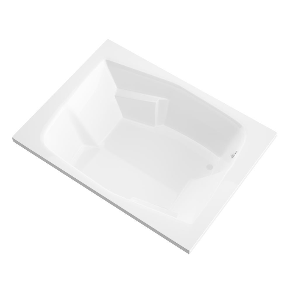 Amethyst 6 ft. Acrylic Center Drain Rectangular Drop-in Non-Whirlpool Bathtub in White - Super Arbor