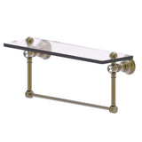 Carolina Crystal Collection 16 in. Glass Shelf with Integrated Towel Bar in Polished Brass - Super Arbor