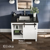 Eviva Dallas 36 in. W x 22 in. D x 34 in. H Bath Vanity in White with Black Granite Top and Black Sink