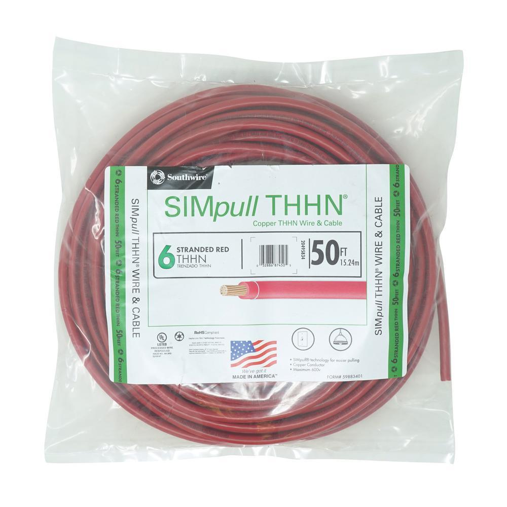 500 ft. 6 Black Stranded CU SIMpull THHN Wire - Super Arbor