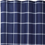 Printed Windowpane 72 in. White/Navy Shower Curtain - Super Arbor