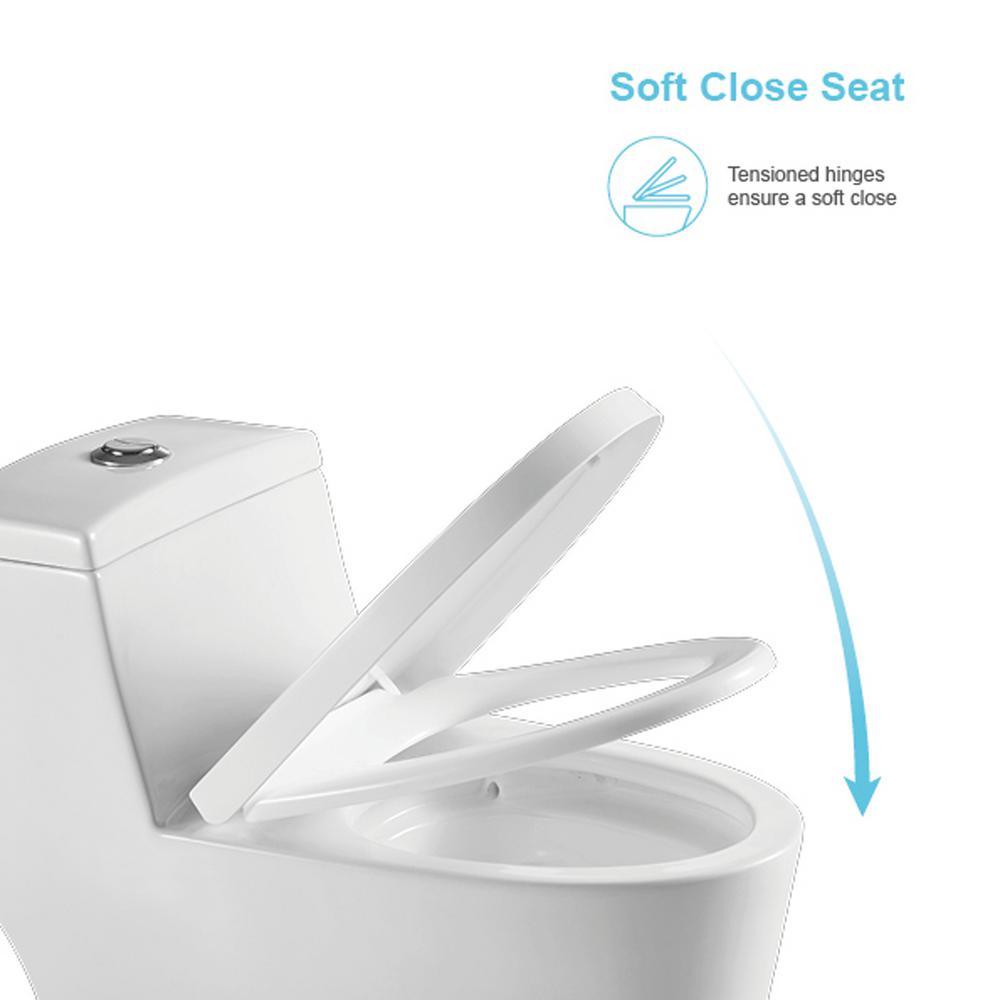 12 in. Rough-In 1-piece 1.1/ 1.6 GPF Dual Flush Elongated Siphonic Jet Toilet in White, Seat Included - Super Arbor