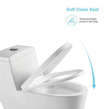 12 in. Rough-In 1-piece 1.1/ 1.6 GPF Dual Flush Elongated Siphonic Jet Toilet in White, Seat Included - Super Arbor