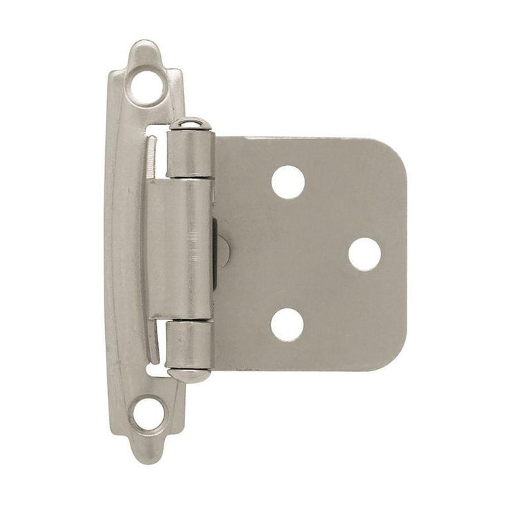 Satin Nickel Self-Closing Overlay Cabinet Hinge (5-Pairs)
