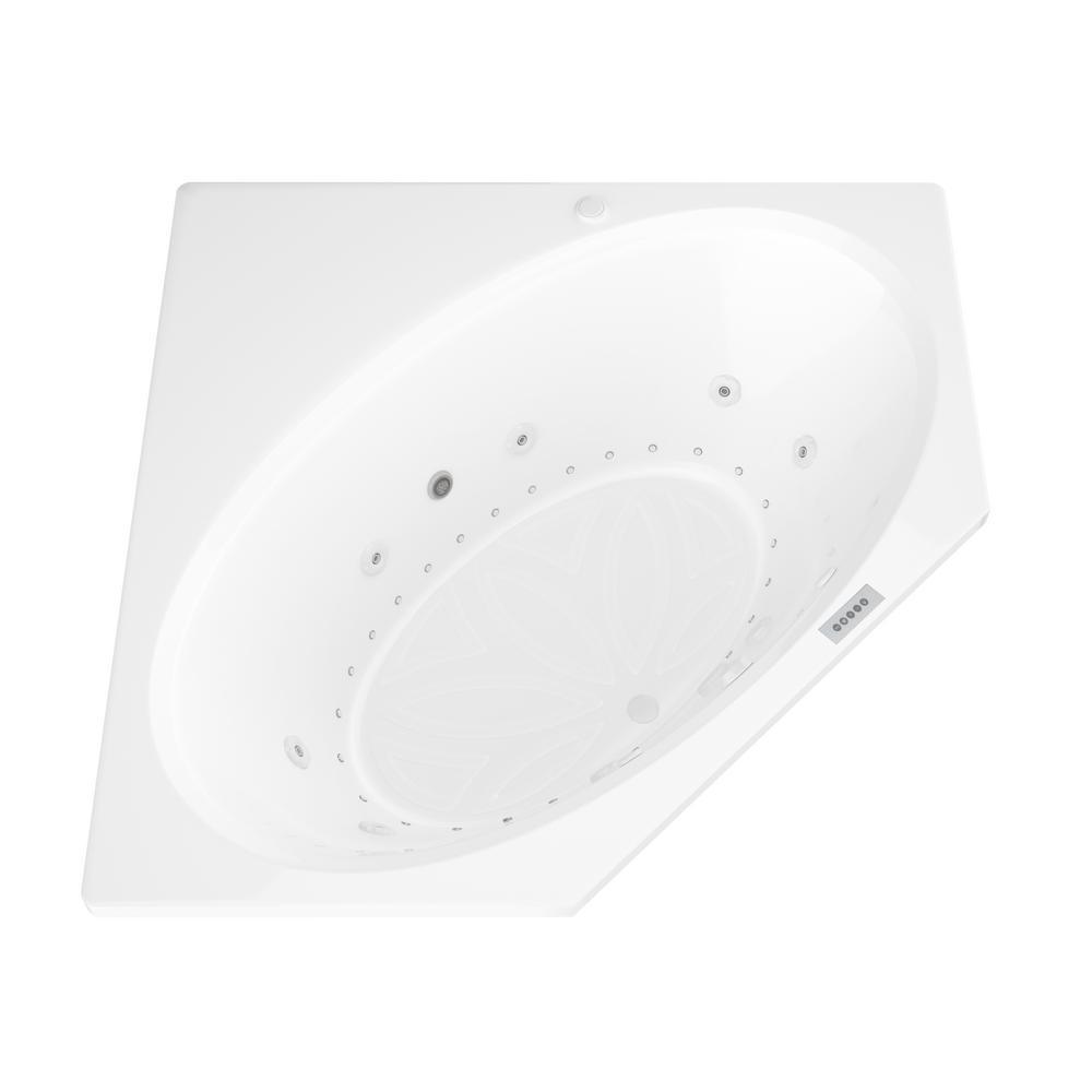 Mali 5 ft. Acrylic Corner Drop-in Air and Whirlpool Bathtub in White - Super Arbor