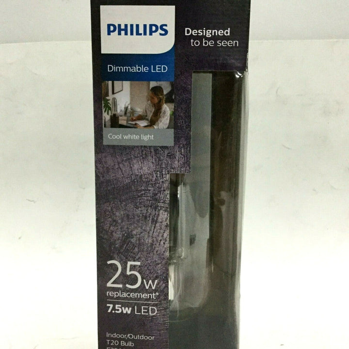 Philips 25-Watt Equivalent T20 Dimmable Modern Glass Edison LED Large Light Bulb, Cool White 4000K