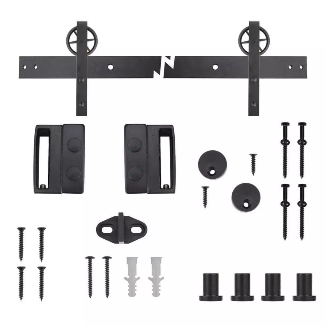 Everbilt 72 in. Dark Oil-Rubbed Bronze Wagon Wheel Decorative Barn Door Track and Hardware Kit