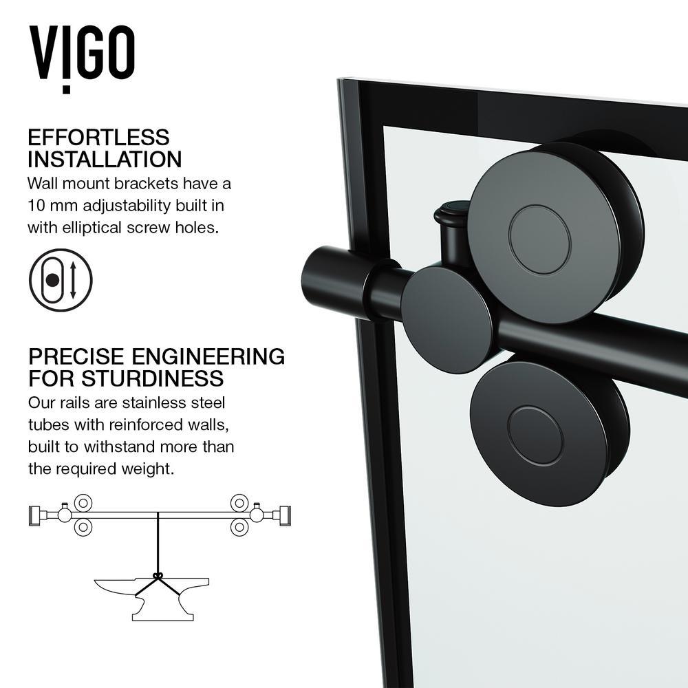 Elan 60 in. x 66 in. Frameless Sliding Tub Door in Matte Black and Clear Glass - Super Arbor