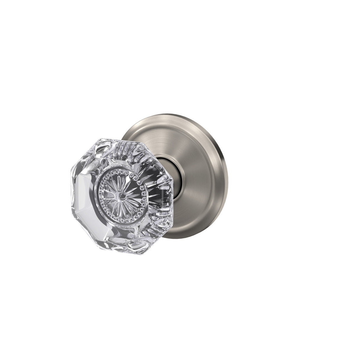 Schlage Custom Alexandria Glass Door Knob with Alden Trim, Satin Nickel – Combined Interior Hall/Closet & Bed/Bath