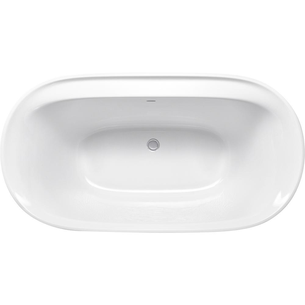 Spectacle 65.75 in. Acrylic Flatbottom Bathtub in White - Super Arbor