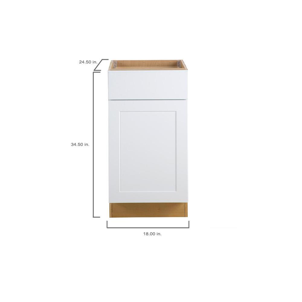 Cambridge Shaker Assembled 18 in. x 34.5 in. x 24.5 in. Base Cabinet w/ 1 Soft Close Drawer & 1 Soft Close Door in White - Super Arbor