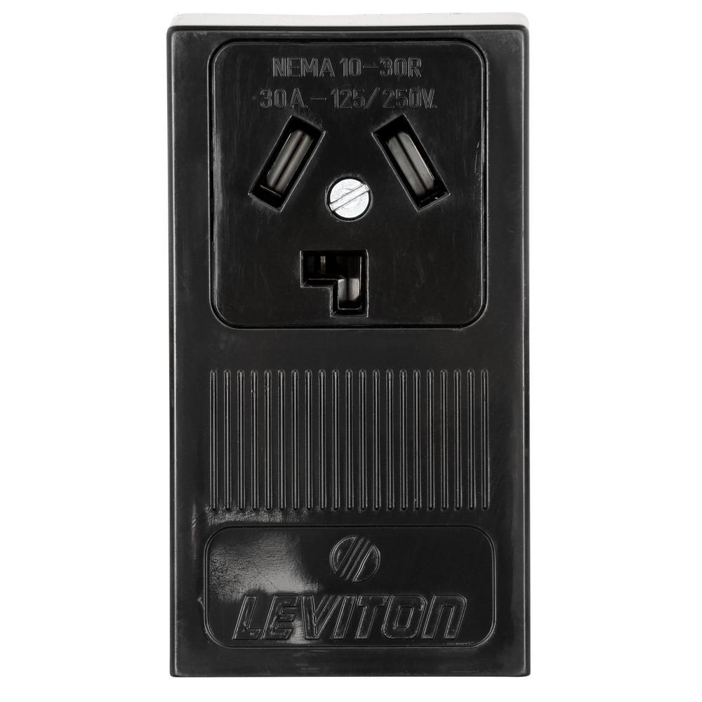 30 Amp Surface Mount Power Single Outlet, Black - Super Arbor