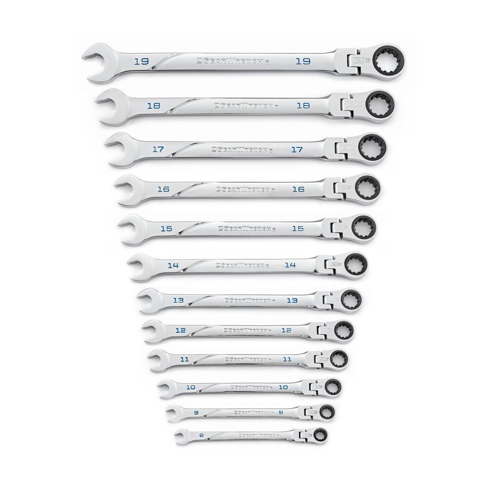 120XP Universal Spline XL Flex Head Ratcheting Combination Metric Wrench Set (12-Piece) - Super Arbor